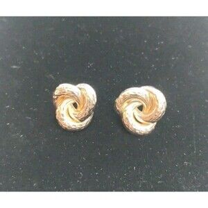 T&C 14K Yellow Gold Love Knot  Earrings Stud 19.5 MM X 18 MM